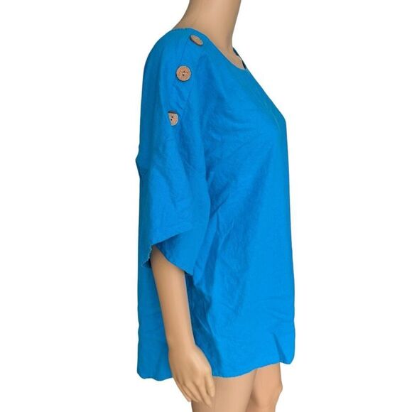 Soft Surroundings Andrea Linen Blend Pullover blouse button sleeve detail sz 1X - Picture 3 of 8